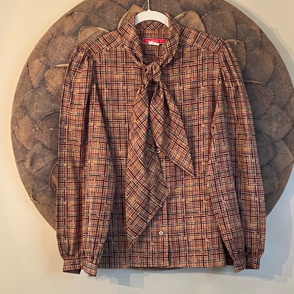 *SOLD* Halston lll Vintage Blouse with Attached Scarf